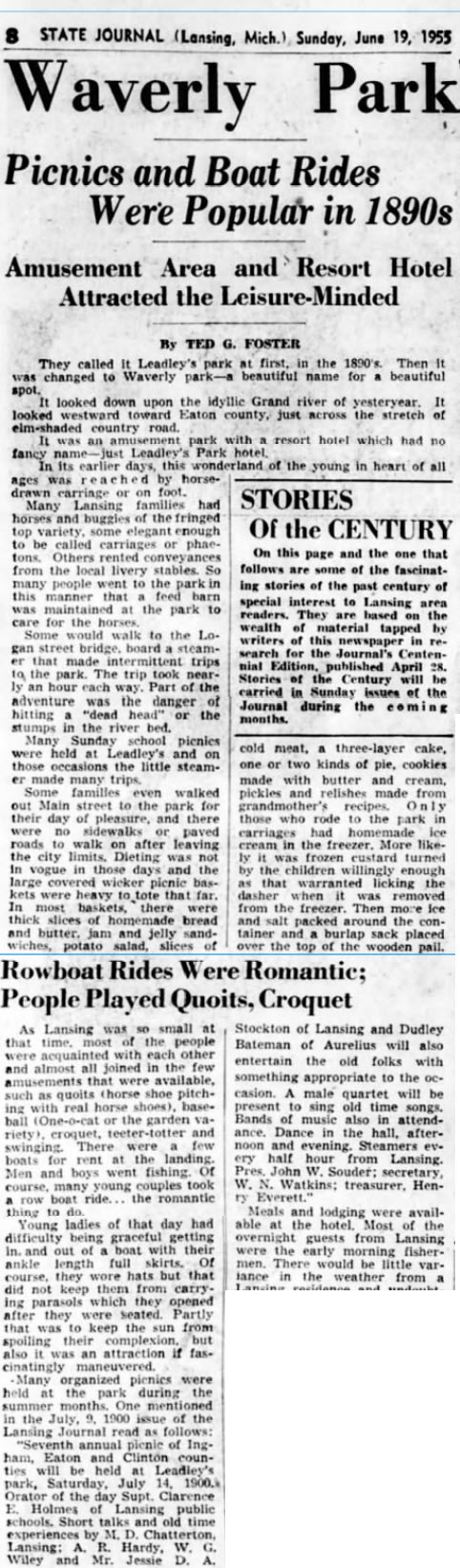 Waverly Park - June 19 1955 Article (newer photo)